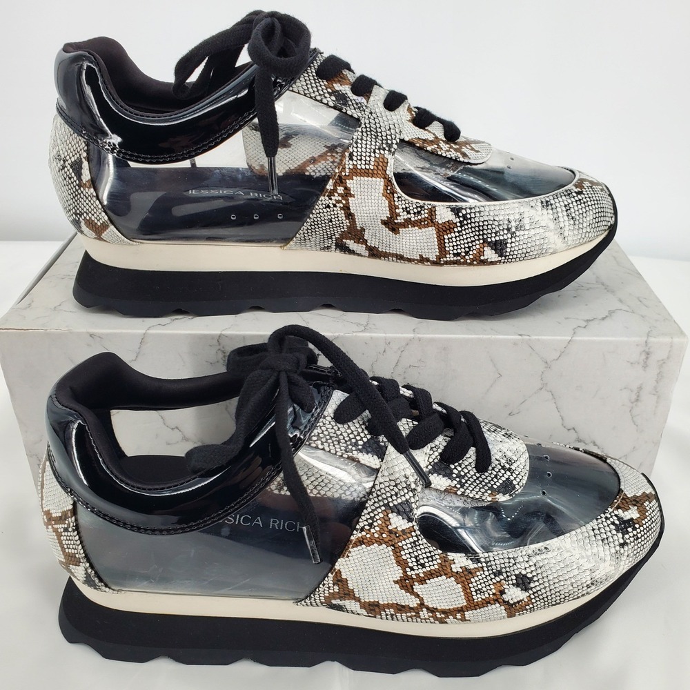 Jessica Rich Transparent Gold Snake Sneakers Womens Size 39 =‎ 9 New In Box